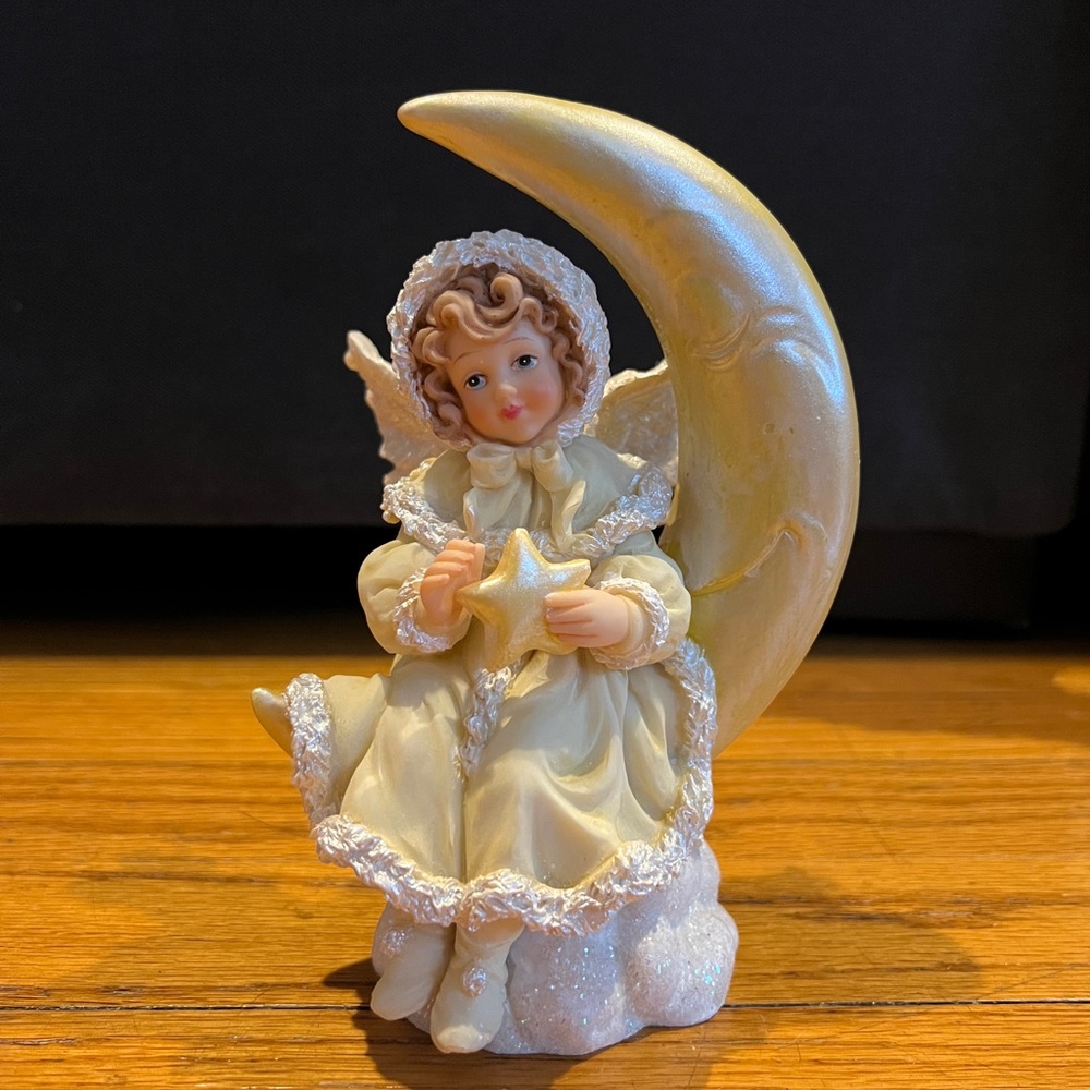 Angel Figurine with Crescent Moon